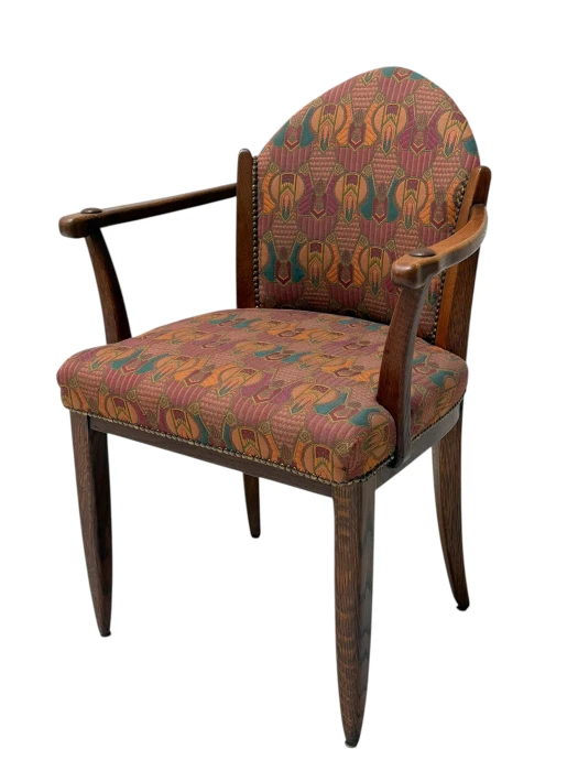 Art Deco Armchair by Paul Bromberg, Solid Oak, Re-Upholstered, 1920s
